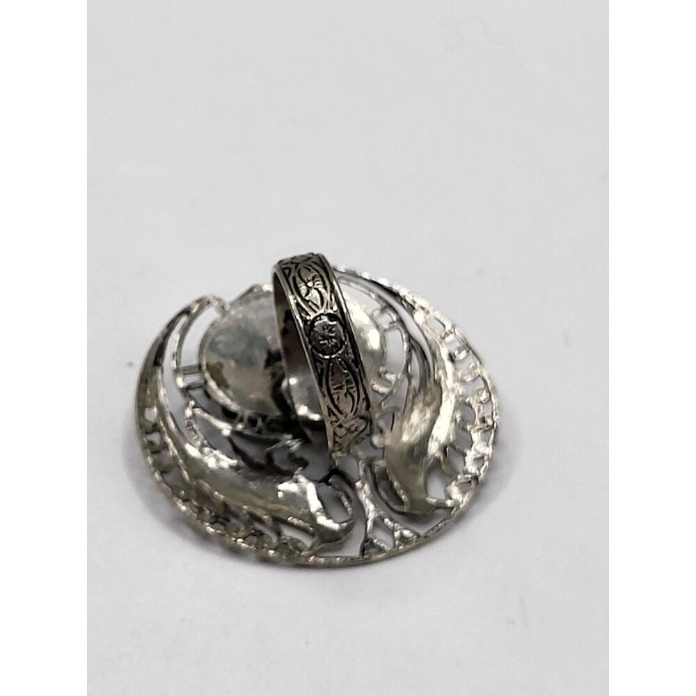 Vintage Peacock Ring Statement Adjustable Silver … - image 7